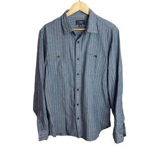 Wallin & Bros Mens Grindle Cotton Flannel Shirt Size Large Blue White